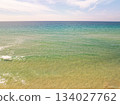 Aerial top view beach sea waves surface nature background 134027762