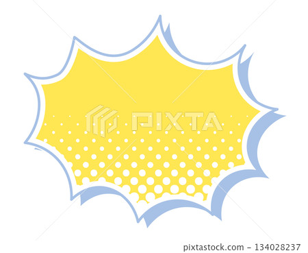 American comic book speech bubble, polka dot pattern, colorful shadows, spikes, yellow American comic book speech bubble, polka dot pattern, colorful shadows, spikes, yellow 134028237