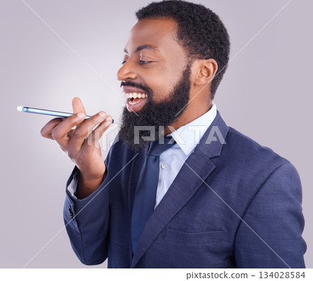Phone, voice message and man in white background, studio and talking for business contact. Happy corporate, black male and mobile recording for communication on smartphone, audio chat and mic speech Phone, voice message and man in white background, studio and talking for business contact. Happy corporate, black male and mobile recording for communication on smartphone, audio chat and mic speech 134028584