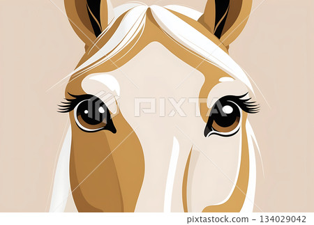 Close-up illustration of a horse's face Close-up illustration of a horse's face 134029042