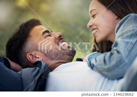 Couple are happy together, smile and relax outdoor, love and care with trust in relationship and commitment. Happiness, support and freedom with man and woman, romance and partnership with bonding Couple are happy together, smile and relax outdoor, love and care with trust in relationship and commitment. Happiness, support and freedom with man and woman, romance and partnership with bonding 134029662