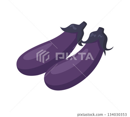 茄子，扁平插圖 134030353