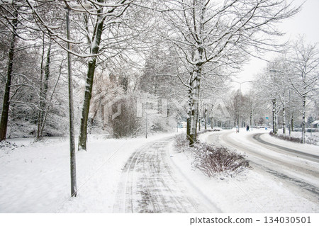 Traffic was a challenge on the roads in Tiel during snowfall and fog. Traffic was a challenge on the roads in Tiel during snowfall and fog. 134030501