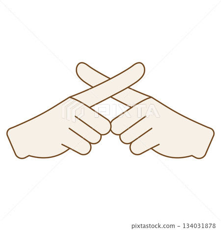 Illustration material of a hand pose showing a cross Illustration material of a hand pose showing a cross 134031878