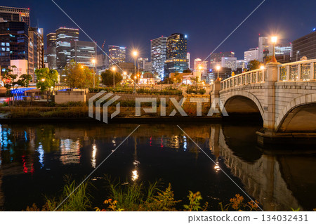 <大阪府> 大阪市中心中之島公園夜景 <大阪府> 大阪市中心中之島公園夜景 134032431