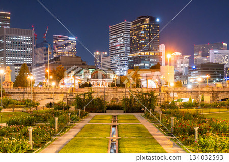 <Osaka Prefecture> Night view of Nakanoshima Park, downtown Osaka 134032593