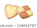 兩塊餅乾水彩鉛筆插圖 134032787