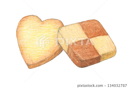 Two cookies watercolor pencil illustration Two cookies watercolor pencil illustration 134032787