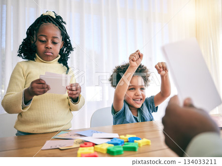 Education, help and parents with children for homework, school activity and learning with paper. Black family, creative project and happy boy and girl excited for teaching, lesson and playing at home Education, help and parents with children for homework, school activity and learning with paper. Black family, creative project and happy boy and girl excited for teaching, lesson and playing at home 134033211
