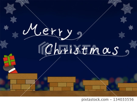 Christmas illustration of Santa Claus's hands holding presents in the night - with text Christmas illustration of Santa Claus's hands holding presents in the night - with text 134033556