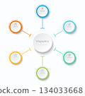 Infographic 6 options design elements for your business data. Vector Illustration. 134033668