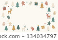 Cute hand-drawn muted color Nordic Christmas frame background 134034797