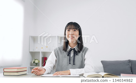 Female students who take classes in the classroom Female students who take classes in the classroom 134034982