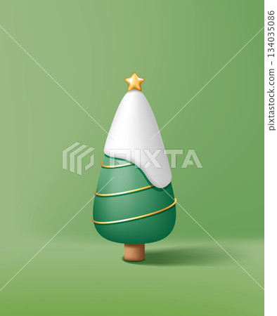 Cute 3D snowy Christmas tree, Christmas advertising posters, flyers, and invitation card materials. Cute 3D snowy Christmas tree, Christmas advertising posters, flyers, and invitation card materials. 134035086