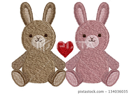 [Friendly Rabbit Plush Toy] Hand-embroidered illustration material 134036035