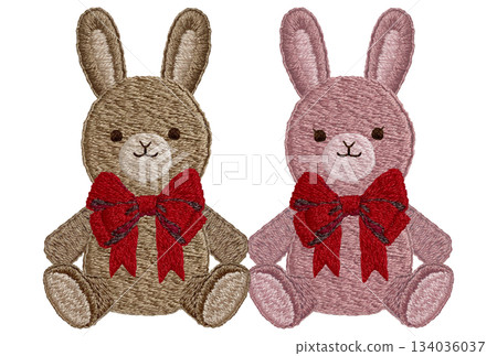 [Friendly Rabbit Plush Toy] Hand-embroidered illustration material 134036037