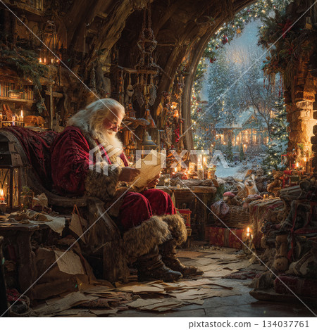 Santa Claus reading letters from children 4 Santa Claus reading letters from children 4 134037761
