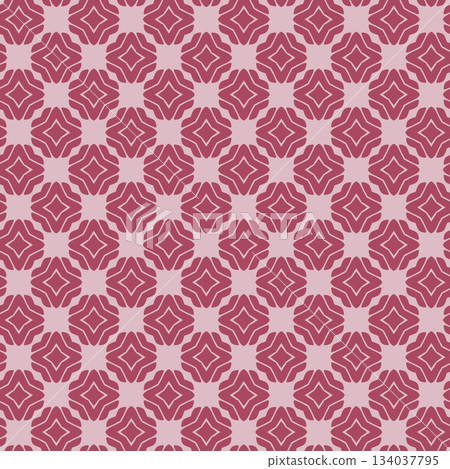 Retro Pink Abstract Floral Tiles 134037795