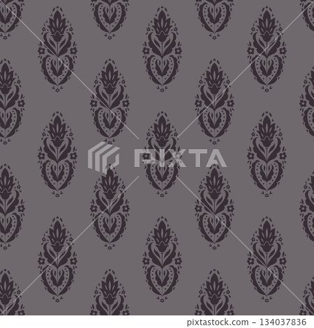 Dark Grey Folk Drop Floral Motifs Dark Grey Folk Drop Floral Motifs 134037836
