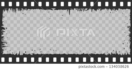 Retro overlay effect for photo or video frame. Vintage look with film grain, dust, and scratches for gritty, textured background. Film old strip roll. Vector illustration 134038626