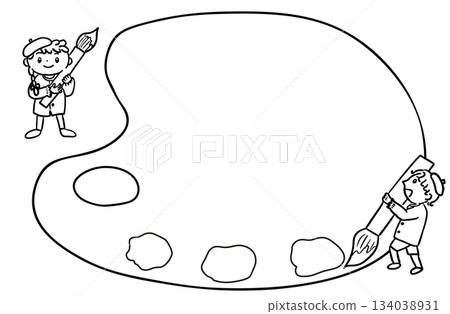 Paint palette frame/monochrome Paint palette frame/monochrome 134038931