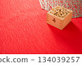 Setsubun beans in a masu and auspicious background 134039257
