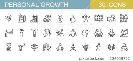 Personal growth, career, skill development line icon set Personal growth, career, skill development line icon set 134039761