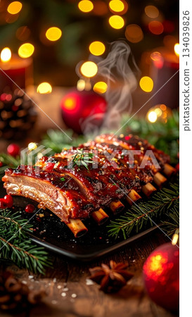 Christmas Roast Pork Ribs Christmas Roast Pork Ribs 134039826