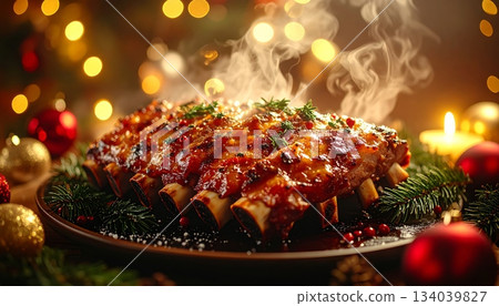 Christmas Roast Pork Ribs Christmas Roast Pork Ribs 134039827