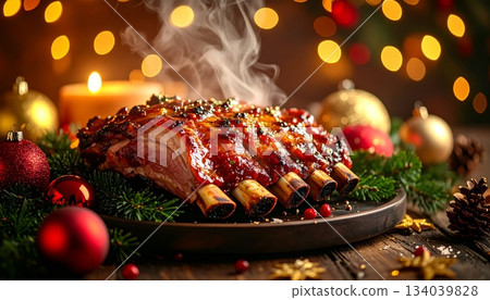 Christmas Roast Pork Ribs Christmas Roast Pork Ribs 134039828