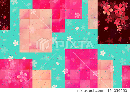 Japanese pattern cherry blossom New Year's card background 134039960