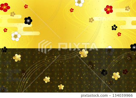 Japanese pattern plum New Year's card background 134039966