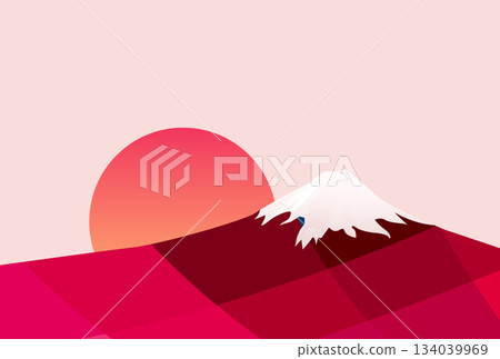 日本圖案富士山新年賀卡背景 134039969