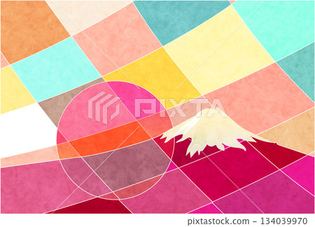 日本圖案富士山新年賀卡背景 134039970
