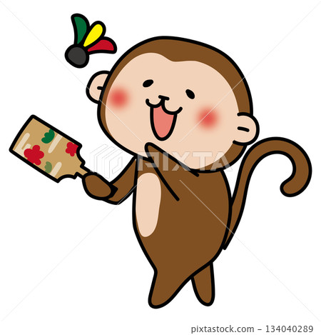 Monkey playing with feathers Monkey playing with feathers 134040289