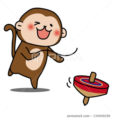 Monkey playing with a spinning top Monkey playing with a spinning top 134040290