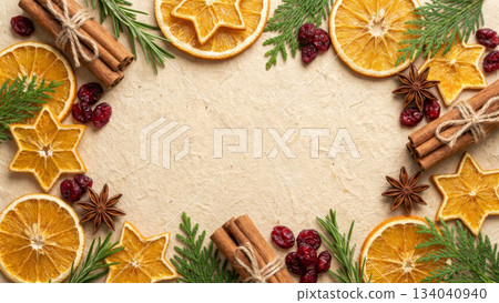 Warm Aromatic Fruit and Spice Wreath 134040940