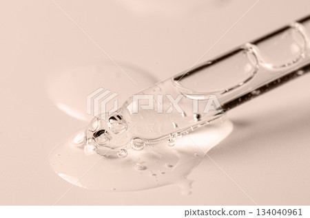 Transparent cosmetic product for skin care. Copy space Transparent cosmetic product for skin care. Copy space 134040961