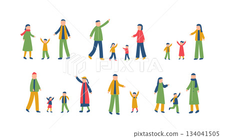 家庭冬季插畫集 家庭冬季插畫集 134041505