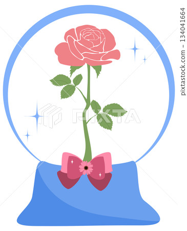 Pink Rose in Snow Globe, Romantic Valentine Day element Pink Rose in Snow Globe, Romantic Valentine Day element 134041664