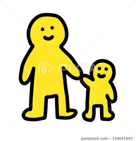 成人牽著孩子的手 | 父母與孩子 | 手繪插圖圖標 134041697