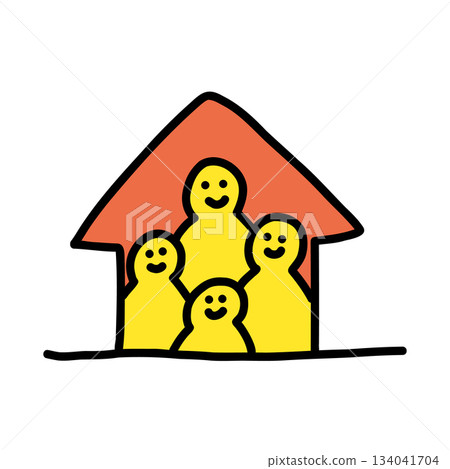 Family gathering under one roof | Hand-drawn illustration icon Family gathering under one roof | Hand-drawn illustration icon 134041704