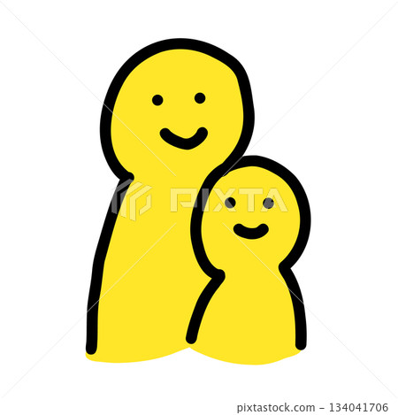 Adults and children together | Hand-drawn illustration icon 134041706
