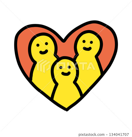 Family of three heart | Hand-drawn illustration icon 134041707