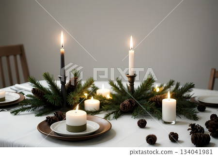 Christmas decorations and candlelight 134041981