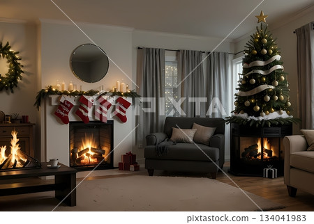 Room with fireplace Room with fireplace 134041983