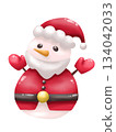 Illustration of a snowman wearing a Santa costume 134042033