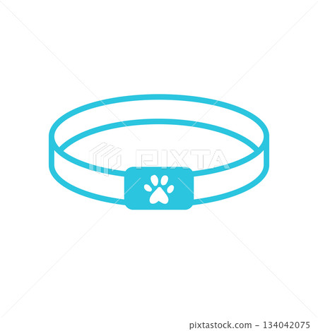 Cat tracker collar Icon. Isolated on white background. Blue icon set Cat tracker collar Icon. Isolated on white background. Blue icon set 134042075