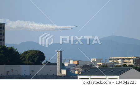 Japan Air Self-Defense Force Blue Impulse over the city Japan Air Self-Defense Force Blue Impulse over the city 134042225