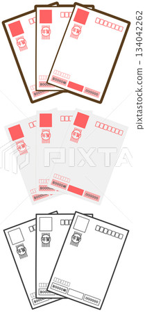 Three New Year's cards (address side) Three New Year's cards (address side) 134042262